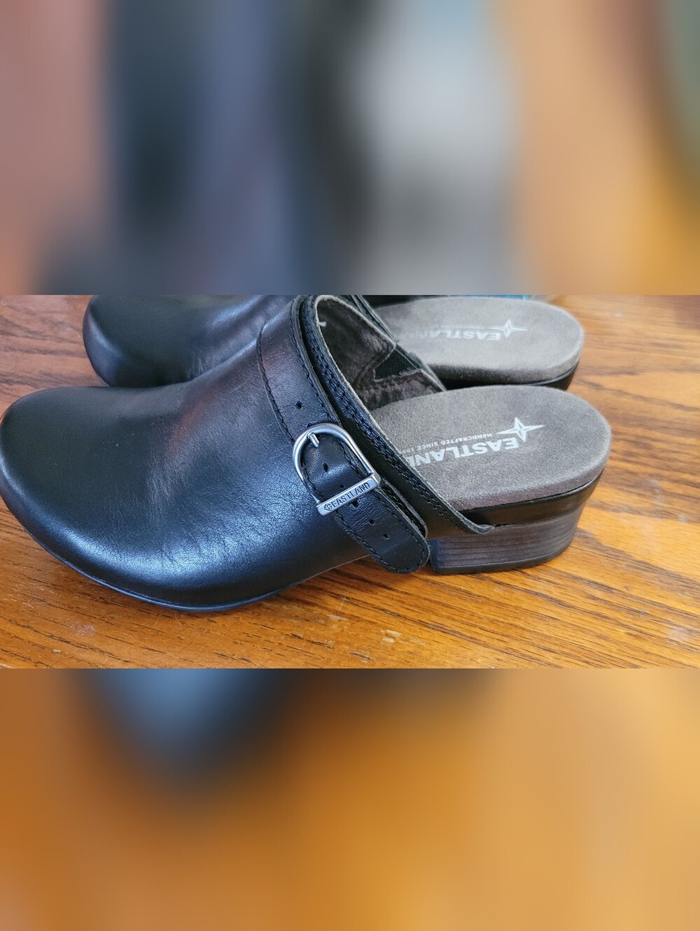 Eastland Adele Black Leather Clogs